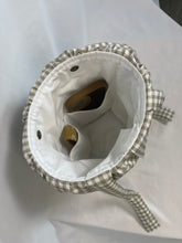 Load image into Gallery viewer, taupe gingham stroller bag