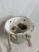 Load image into Gallery viewer, taupe gingham stroller bag