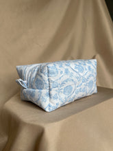 Load image into Gallery viewer, light blue florals makeup bag