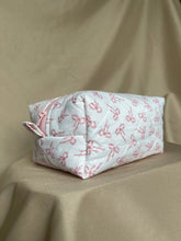 Load image into Gallery viewer, mauve bows makeup bag