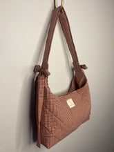 Load image into Gallery viewer, the maroon and tan micro gingham mini