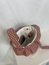 Load image into Gallery viewer, maroon and tan gingham stroller bag
