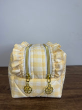 Load image into Gallery viewer, pale yellow gingham ruffled wipe bag

