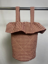 Load image into Gallery viewer, maroon and tan gingham stroller bag
