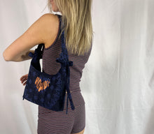 Load image into Gallery viewer, navy howdy - the bandana mini bow bag
