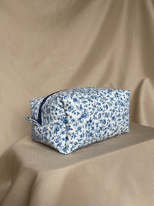 navy florals makeup bag