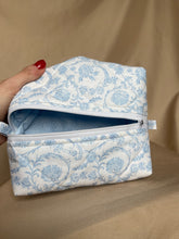 Load image into Gallery viewer, light blue florals makeup bag
