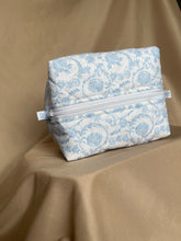 Load image into Gallery viewer, light blue florals makeup bag
