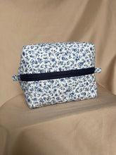 Load image into Gallery viewer, navy florals makeup bag
