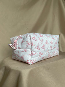 mauve bows makeup bag