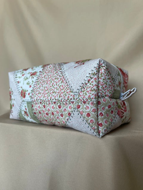 vintage patchwork makeup bag - large