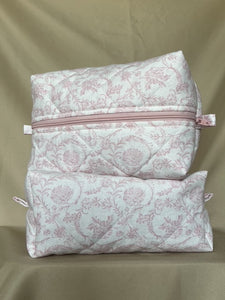 the light pink florals makeup bag - large