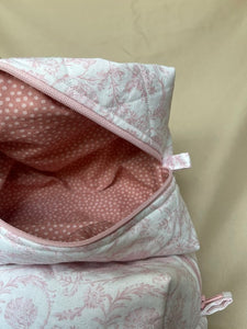 the light pink florals makeup bag - large
