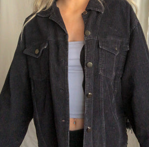 POL Distressed Corduroy with Black Florals