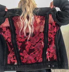 Levi’s Jacket with Red Floral Lace