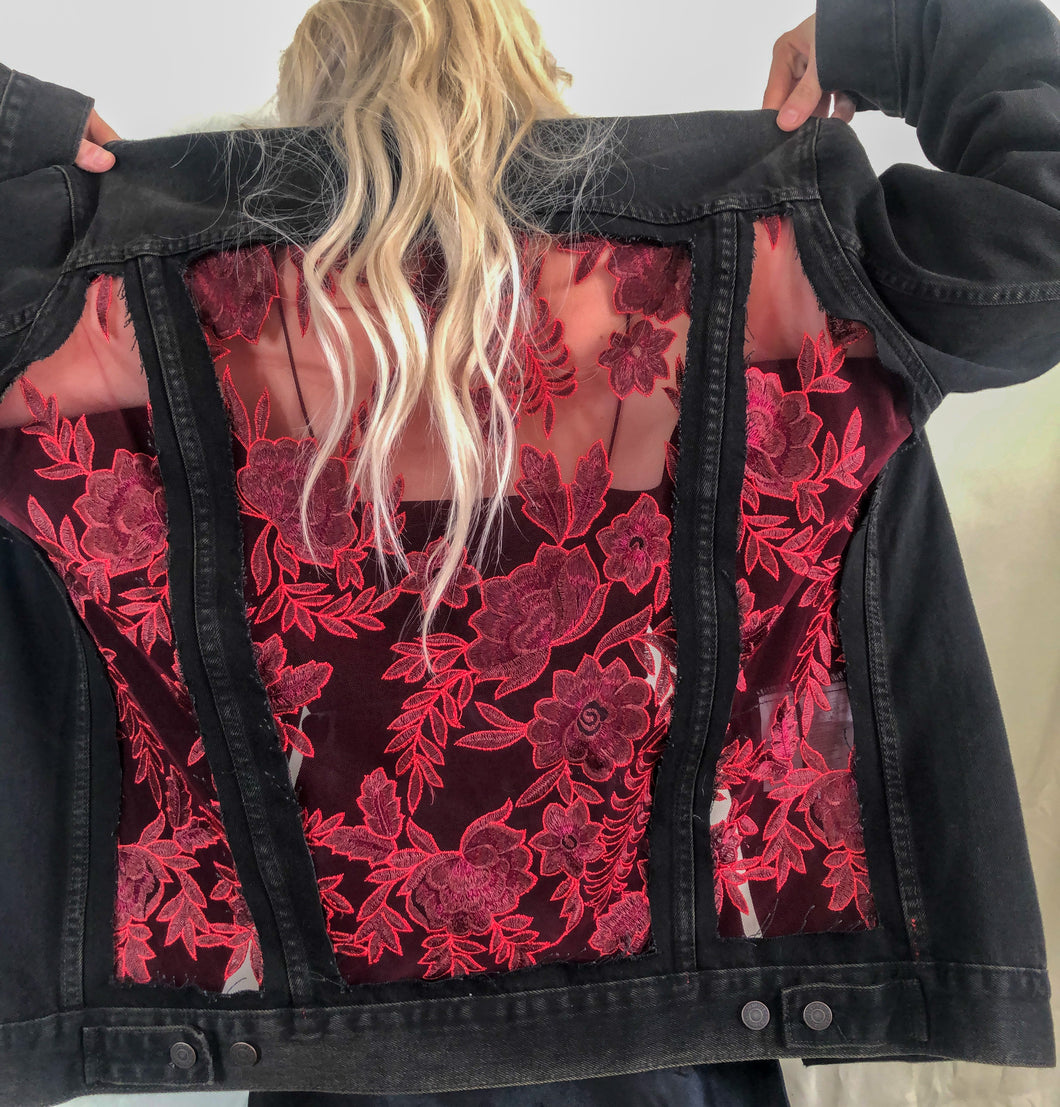 Levi’s Jacket with Red Floral Lace